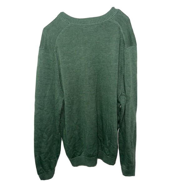 Van Heusen Green Solid Cotton Acrylic Sweater Top Long Sleeve Size Medium - Picture 4 of 4